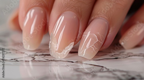Damage to nails following shellac or gel lacquer application Nail separation and injuries due to shellac nails photo