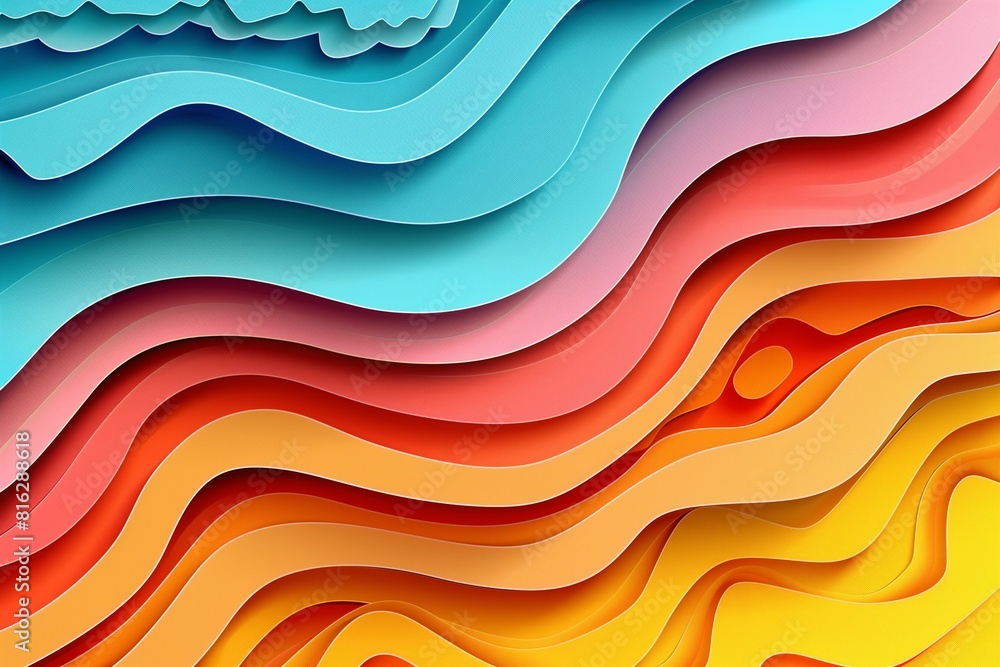 Multi layers color texture 3D papercut layers in gradient vector banner. Carving art. Cover layout material design template. Abstract realistic papercut decoration textured with cardboard wavy layers Multi layers color texture 3D papercut layers in gradient vector banner. Carving art. Cover layout material design template. Abstract realistic papercut decoration textured with cardboard wavy layers