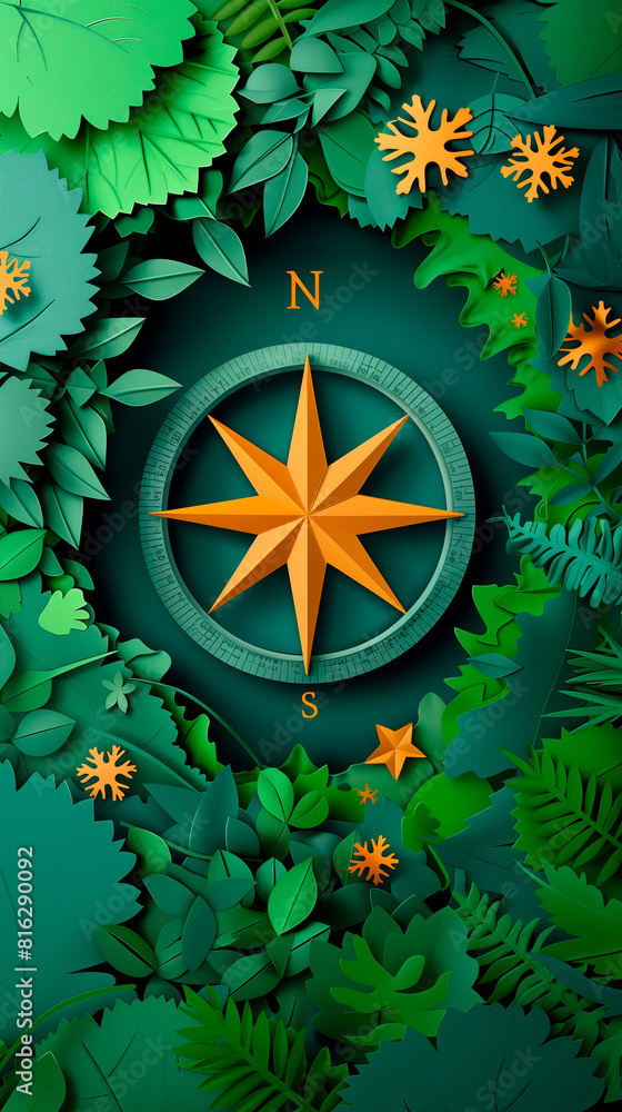 Sustainable compass concept of caring for the environment