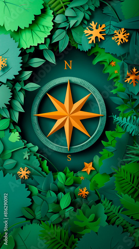Sustainable compass concept of caring for the environment