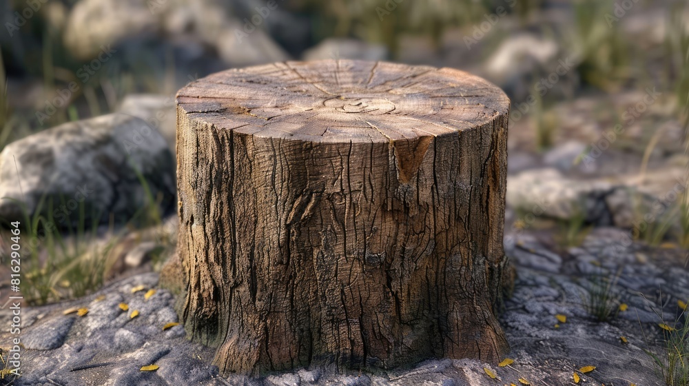 Wooden tree stump, AI generated Image Wooden tree stump, AI generated Image