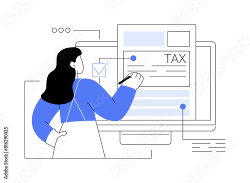 Filling online form isolated cartoon vector illustrations.