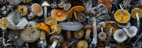 Wild Mushroom Identification Guide: A Wide Range of Fungi Species in their Natural Habitat photo
