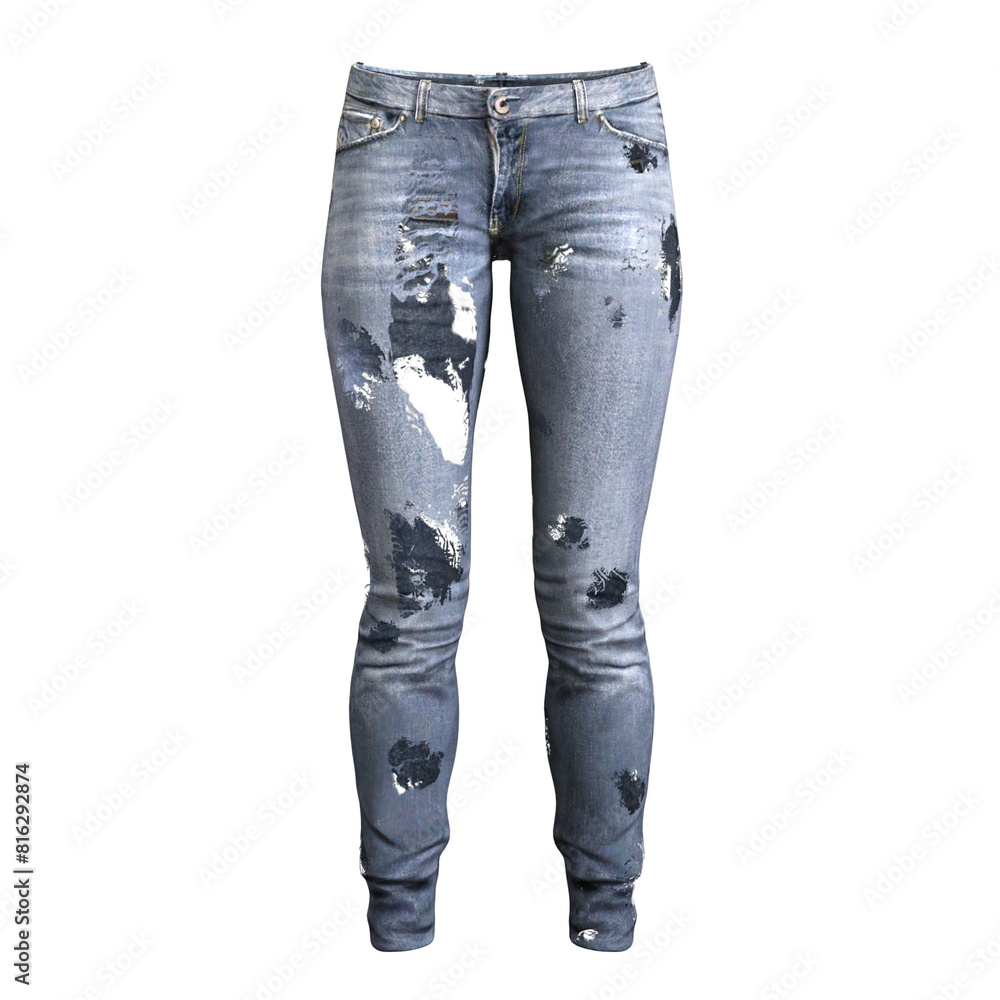 Jeans torn Female Fashion Cloth isolated 3d rendered illustration