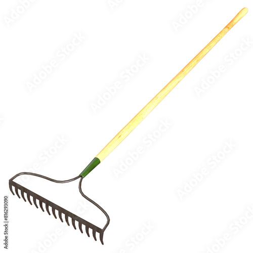 Wall Mural Rake Lawn Tool isolated 3d rendered illustration