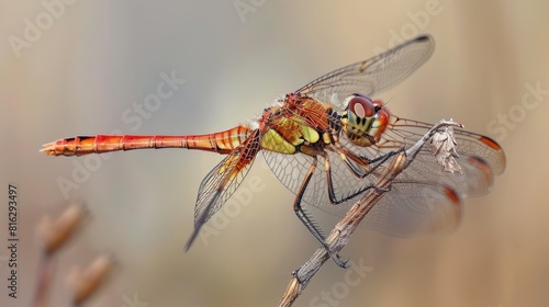 Immature male Ruddy Darter Dragonfly Sympetrum sanguineum photo