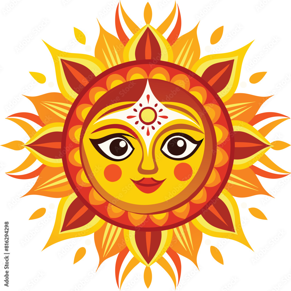 Sinhala and Tamil New Year Sun Vector illustration 