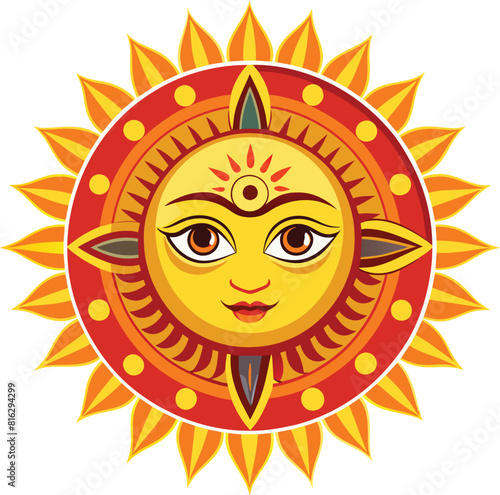 Sinhala and Tamil New Year Sun Vector illustration 