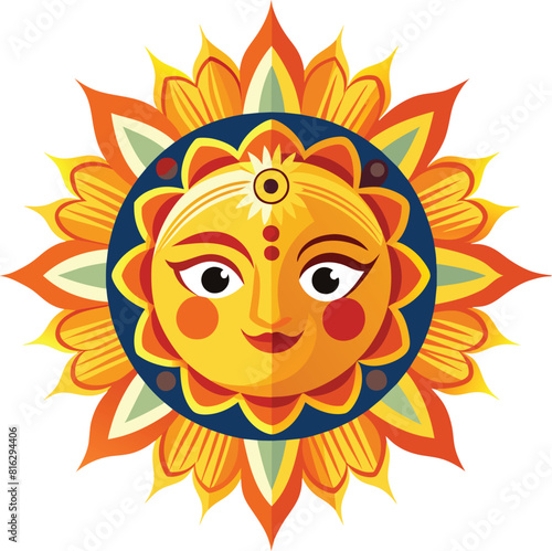 Sinhala and Tamil New Year Sun Vector illustration 