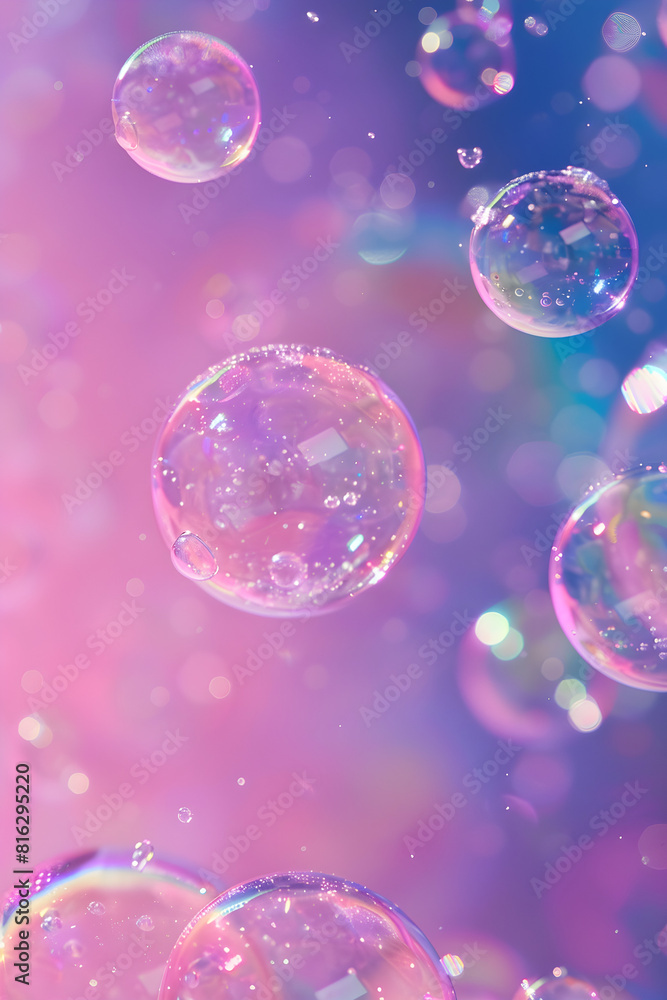 Pink and purple bubbles on a dark background