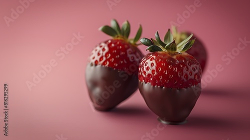 Chocolate-dipped strawberries, fresh foods in minimal style