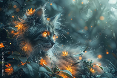 Luminous Feline Figure: A Collaborative Creation