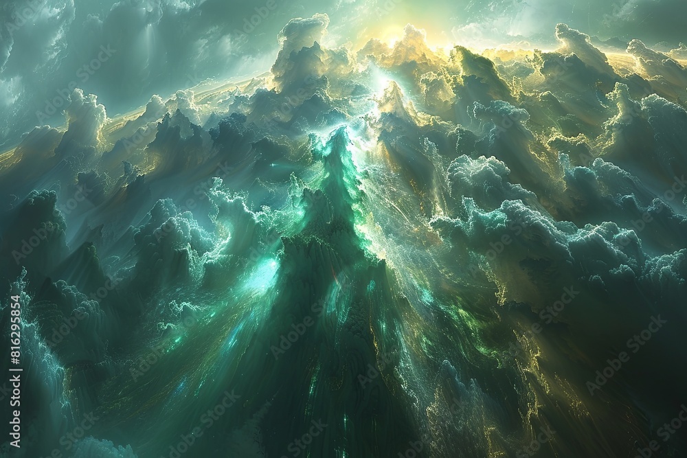 Obraz premium Ethereal Light: A Futuristic Symphony of Transcendental Beings