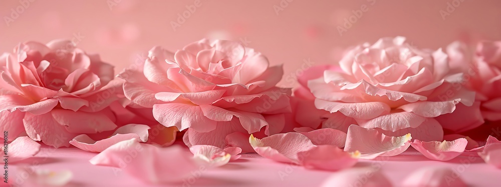 Pink roses in full bloom. Pink roses in full bloom.