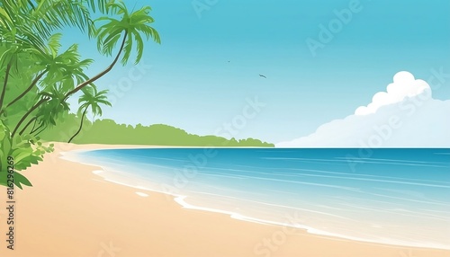 Vector illustration of tropical beach in daytime for header   banner of website created with generative ai