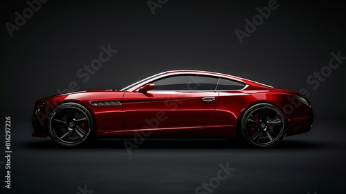 red generic unbranded luxury sport car on a very dark black background  banner