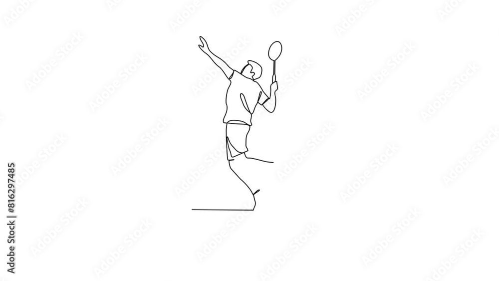 Animated self drawing of Badminton sports video illustration. Badminton sports design in simple linear continuous style video concept. Sports themes design for your asset video design illustration. Animated self drawing of Badminton sports video illustration. Badminton sports design in simple linear continuous style video concept. Sports themes design for your asset video design illustration.