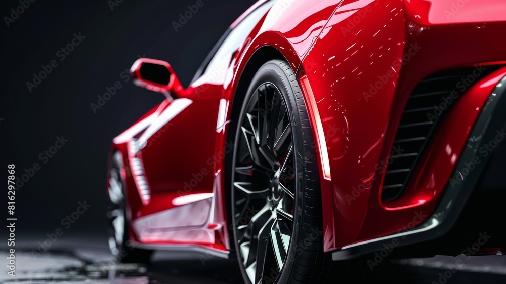 red generic unbranded luxury sport car on a very dark black background, banner red generic unbranded luxury sport car on a very dark black background, banner
