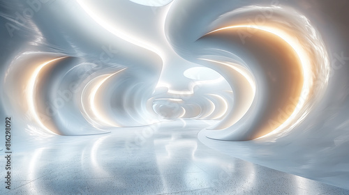 white futuristic building texture, abstract curves pattern. Wall Art Design for Home Decor, 4K Wallpaper and Background for desktop, laptop, Computer, Tablet, Mobile Cell Phone, Smartphone, Cellphone