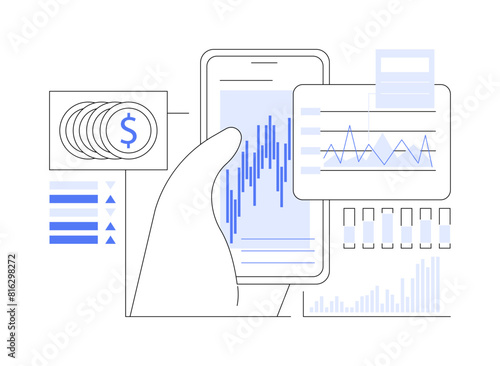 Cryptocurrency trading app isolated cartoon vector illustrations.