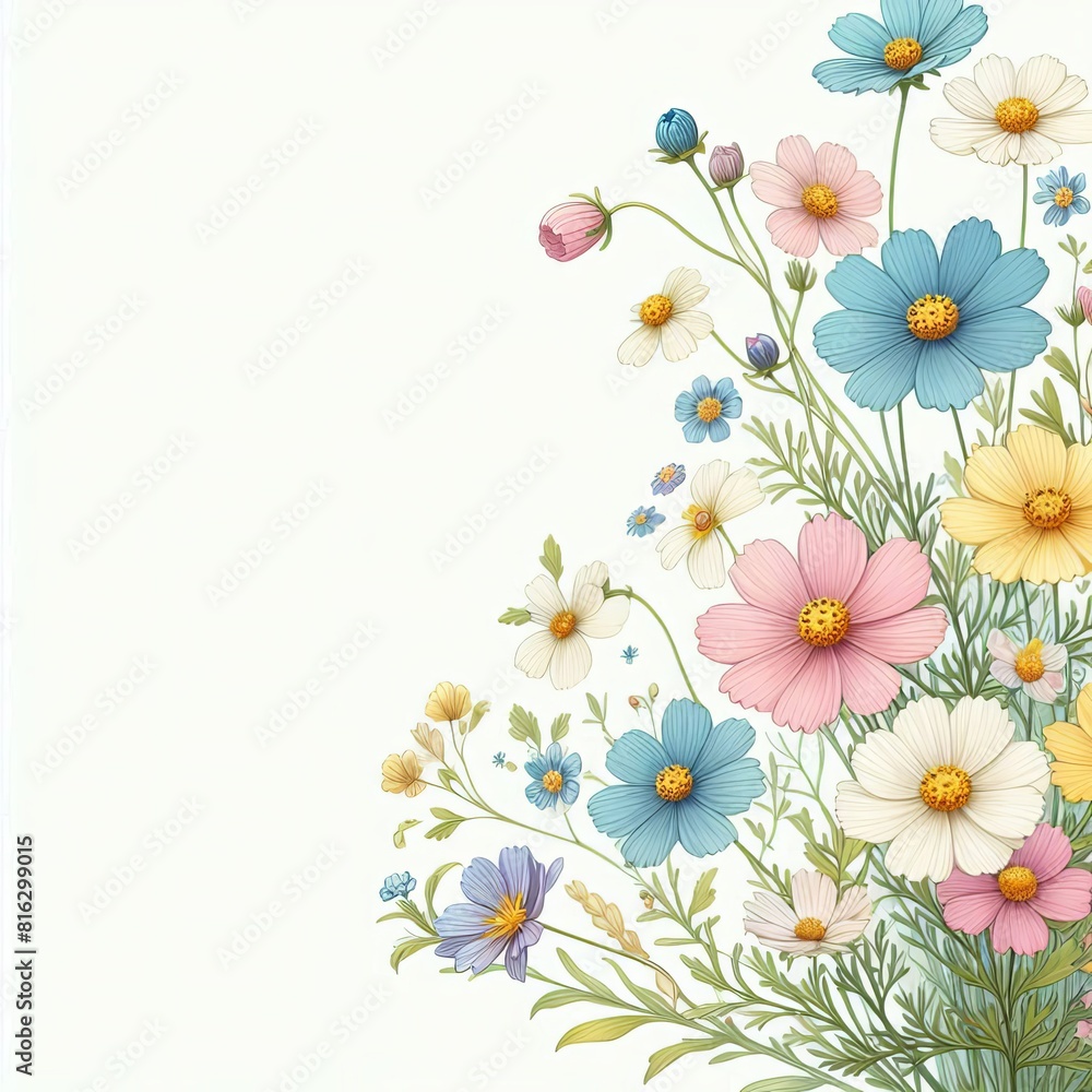 spring wildflower illustration with blank space spring wildflower illustration with blank space