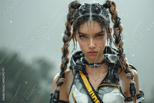 Cyberpunk Athletic Girl: Intricate Face of Moony Athletica photo