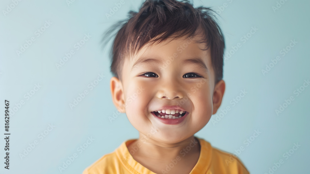 3 years old mixed race child asian caucasian boy with strong look healthychildhood kindergarten kid with strong muscle and good emotionHappy kid with healthcarePediatric Vaccine protec : Generative AI