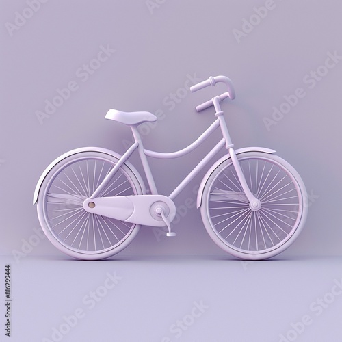 A 3D bicycle icon in a minimal style, on a pastel lavender grey background © AIDigitalart