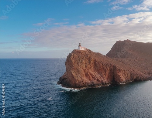 a lighthouse on a rock in the middle of the ocean