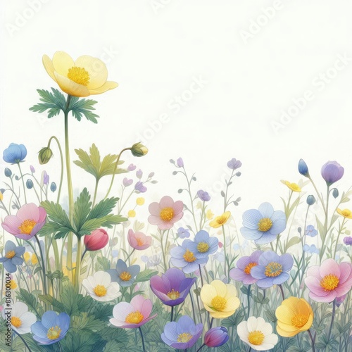 spring wildflower illustration with blank space