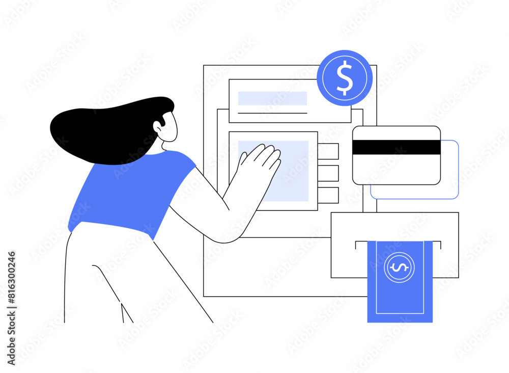 Interactive teller machine isolated cartoon vector illustrations. Interactive teller machine isolated cartoon vector illustrations.