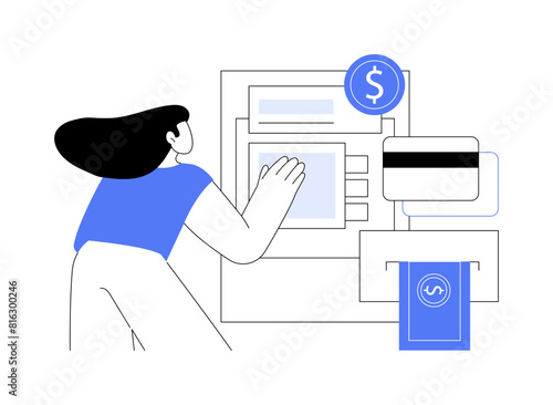 Interactive teller machine isolated cartoon vector illustrations.