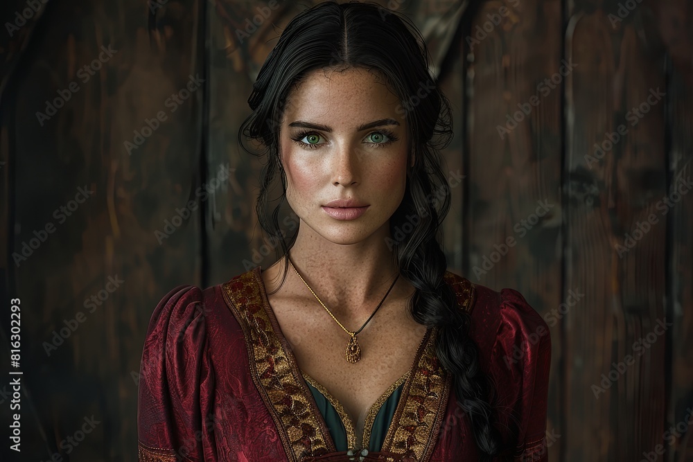 Fototapeta premium Fantasy Empress: Exquisitely Detailed Portrait in Digital Illustration