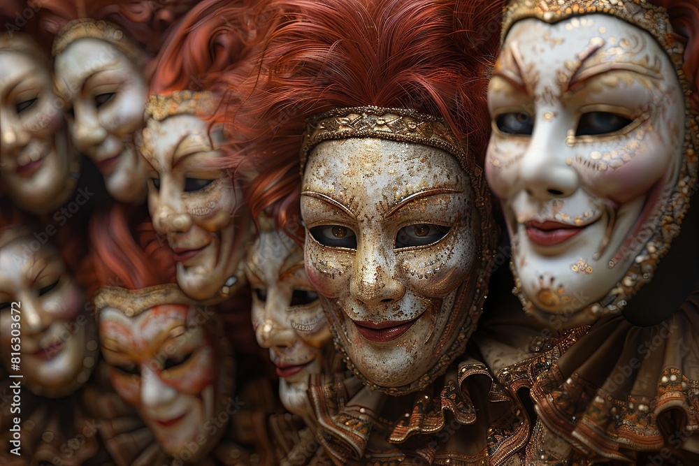 Red-Haired Happy Mask Salesman: Detailed Portrait in Trending Digital Art Red-Haired Happy Mask Salesman: Detailed Portrait in Trending Digital Art