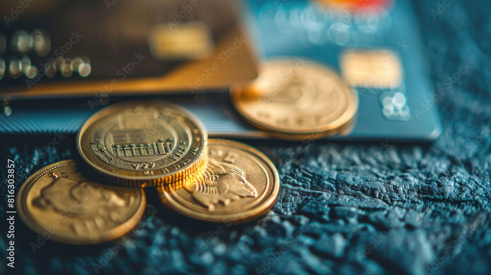 Financial Concept, Credit Card and Coins Financial Concept, Credit Card and Coins