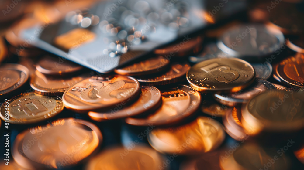 Financial Concept, Credit Card and Coins Financial Concept, Credit Card and Coins