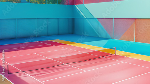 aesthetic tennis court, pastel cool colors © Luluraschi