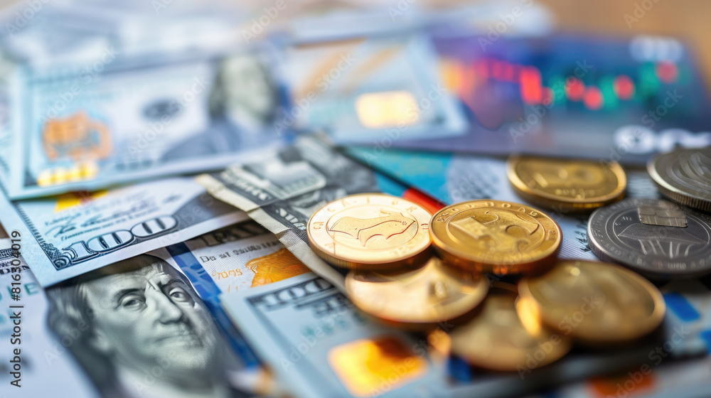Financial Concept, Credit Card and Coins Financial Concept, Credit Card and Coins