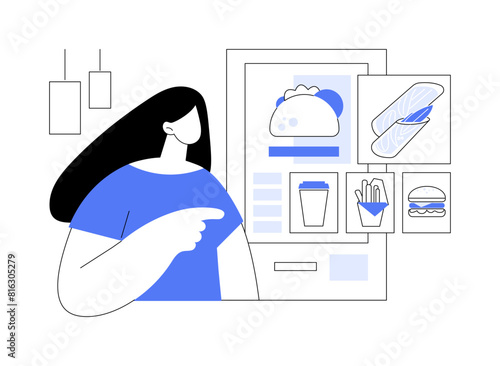 Self-order terminal isolated cartoon vector illustrations.