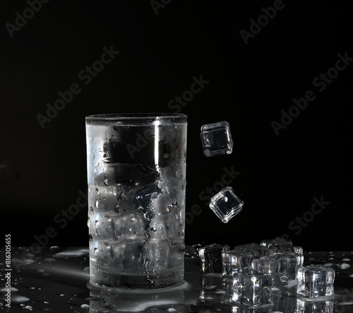ice splashing out in glass cool