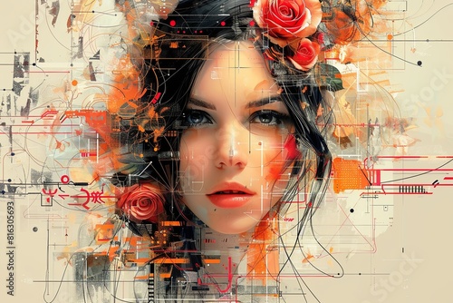 Futuristic Femme: Cyber Rose - a Digital Fusion © Michael