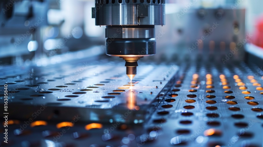 Current CNC perforation machine utilized in metalworking facility Current CNC perforation machine utilized in metalworking facility