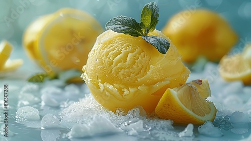 A closeup of Lemon sorbet photo
