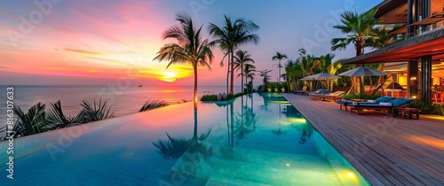 Serene Beachfront Sunset with Luxury Pool Awaiting