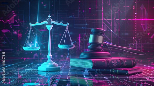 Digital Law and Order: A Symbol of Justice Amidst the Chaos of Cybernetic Technology