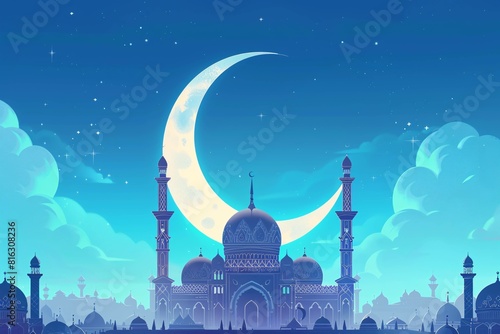 Midnight at the Majestic Mosque: A Serene Night in a Beautiful Cityscape