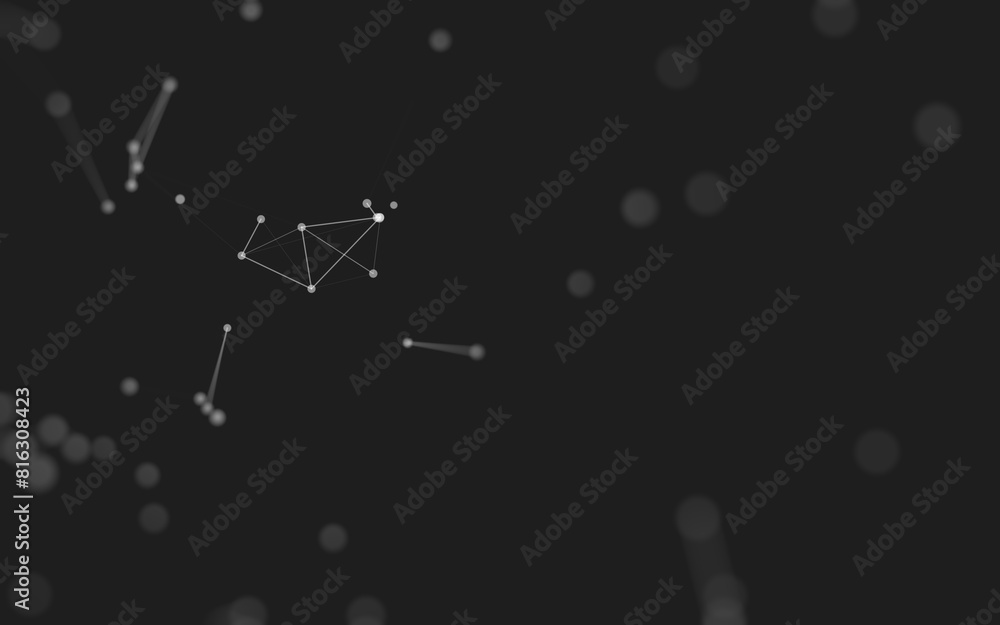 Fototapeta premium Abstract background. Molecules technology with polygonal shapes, connecting dots and lines. Connection structure. Big data visualization.