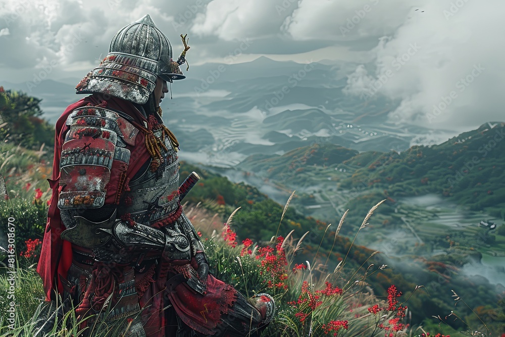 Naklejka premium Mechanical Sentinel: Ultra-Detailed Vintage Warrior_