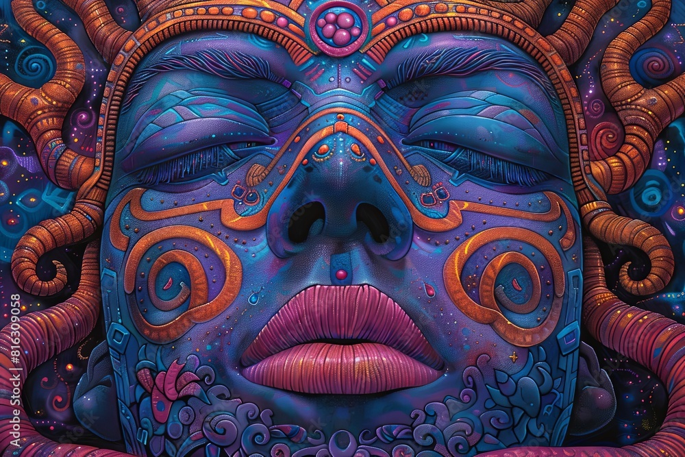 Vibrant Deity - A Powerful Digital Artwork with Intricate Details and Striking Colors