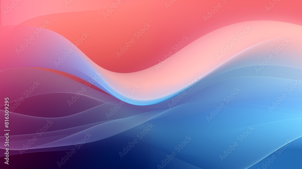 Abstract Colorful Gradient Background with Smooth Flowing Waves in Blue, Pink, and Red Shades.